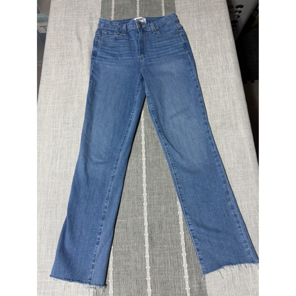 Paige Womens Size‎ 25 High Rise Slim Straight Raw Hem Blue Denim Jeans